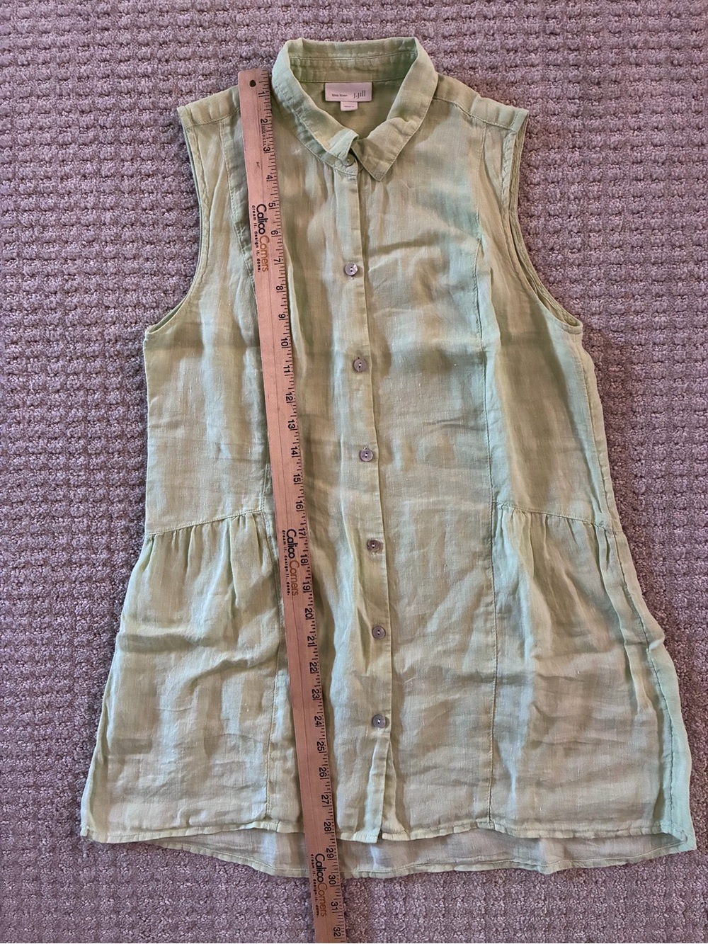 J. Jill Sleeveless Linen Button-Front Top in Light Green - Picture 2 of 3